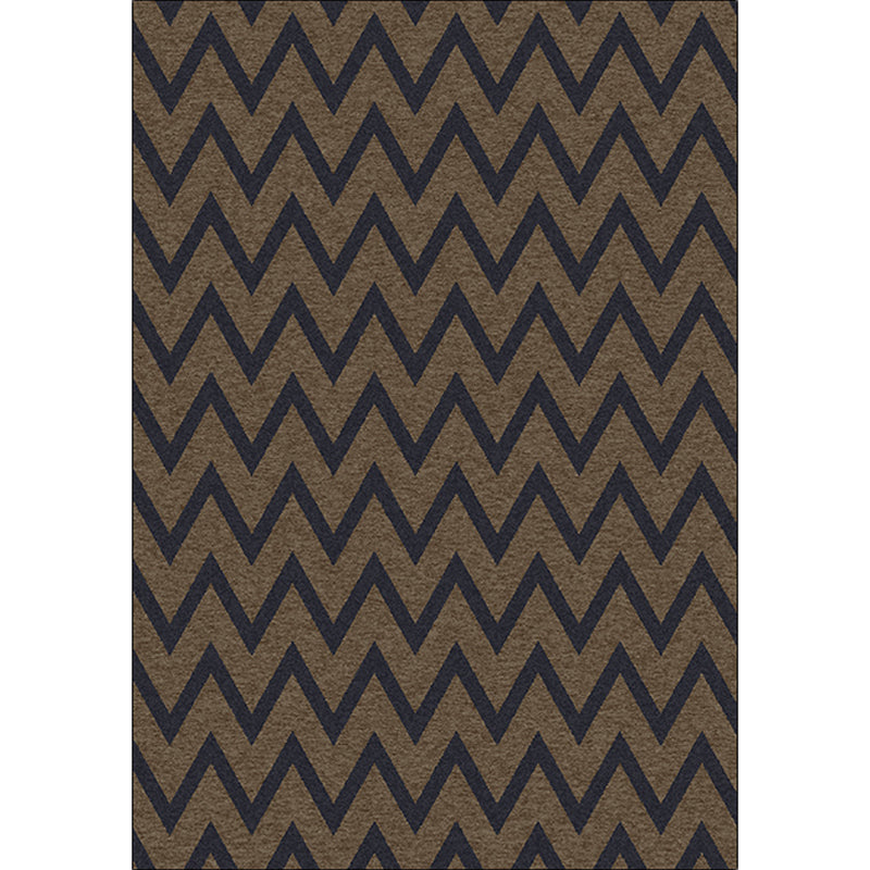 Stylish swirl stripe pattern rug brown and black Nordic rug polyester washable non-slip backing rug for the living room | Bowlift