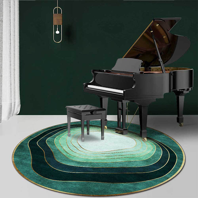 Green modern carpet polyester ombre swirl lines pattern carpet washable non-slip backing carpet for living room | Bowlift