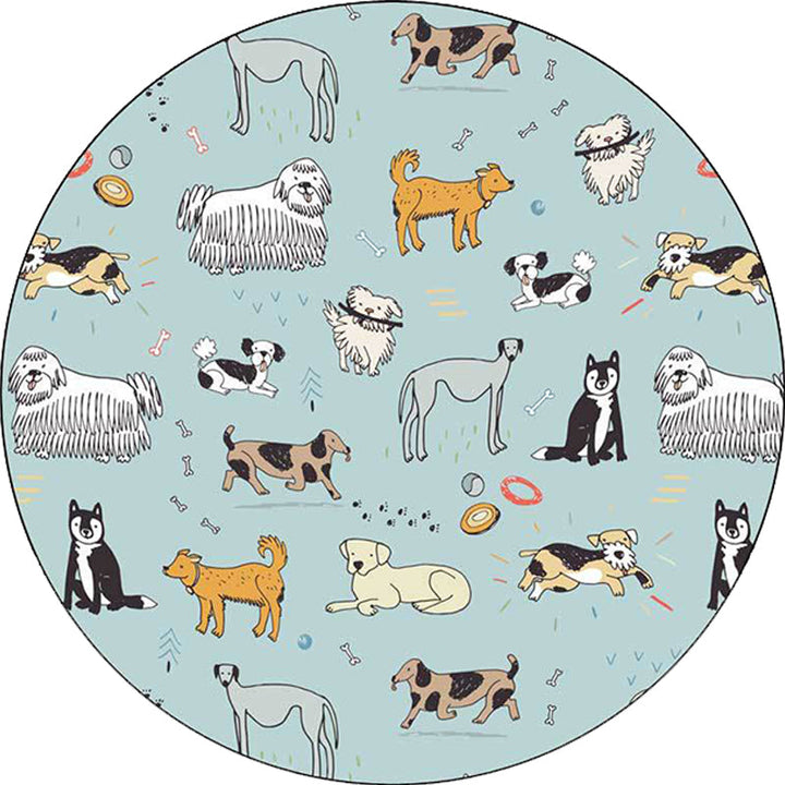 BowLift | Unique Children Rug in Green Animals Dog Bone Print Pattern Rug Polyester Machine Washable Carpet for Children's Room