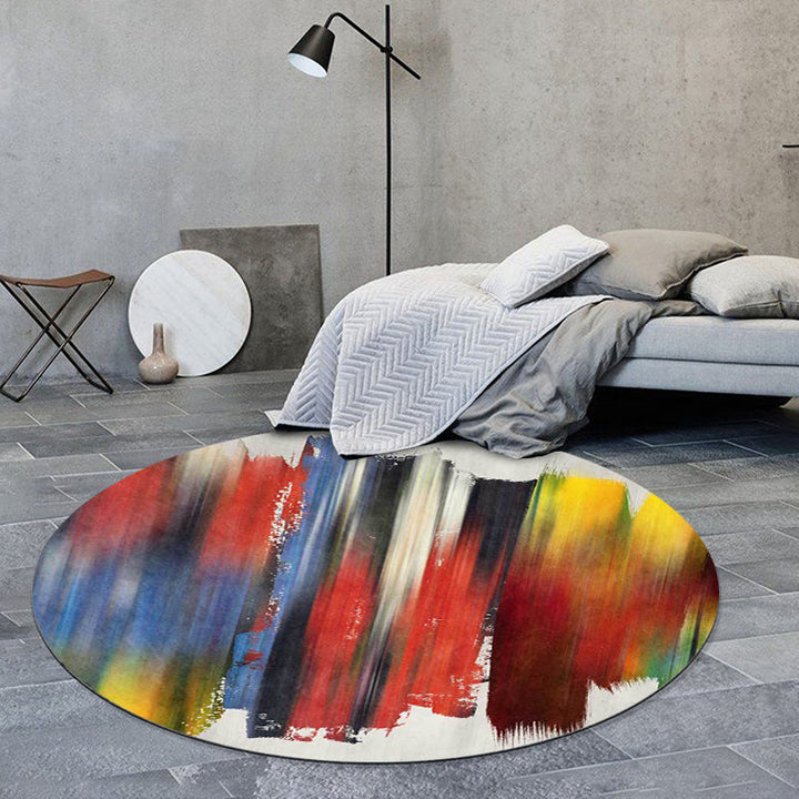 Stylish brush stroke pattern rug red multi-colored Nordic rug polyester washable non-slip backing rug for the living room | Bowlift