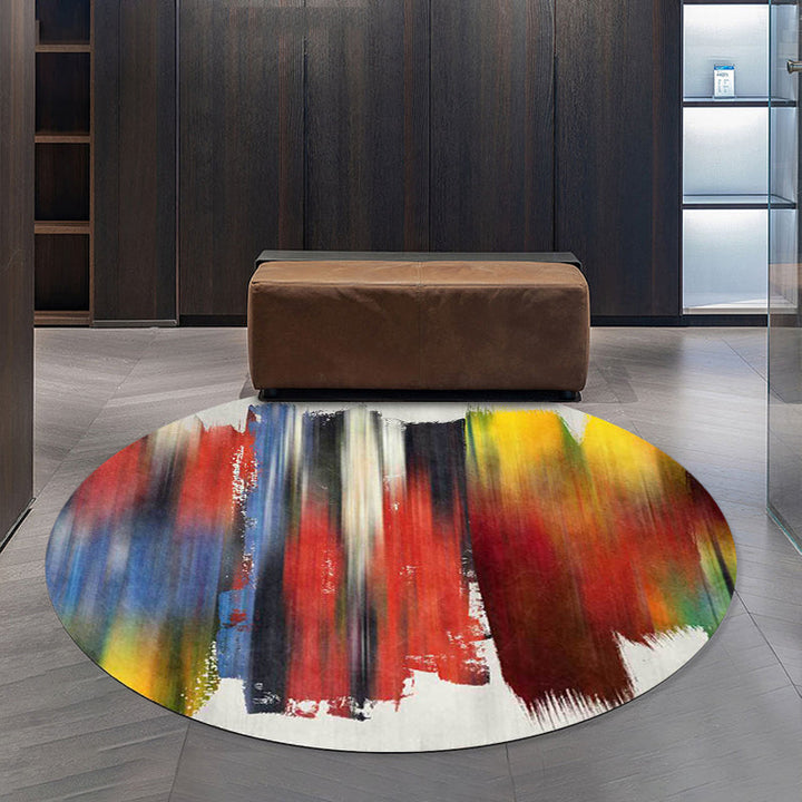 Stylish brush stroke pattern rug red multi-colored Nordic rug polyester washable non-slip backing rug for the living room | Bowlift