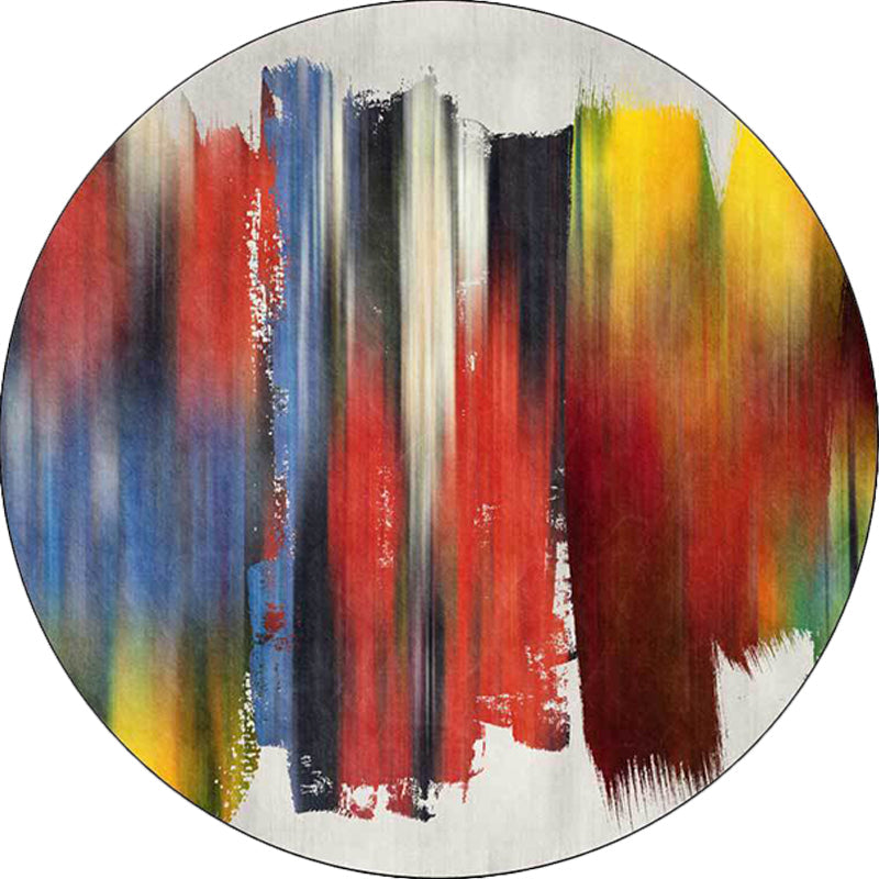 Stylish brush stroke pattern rug red multi-colored Nordic rug polyester washable non-slip backing rug for the living room | Bowlift