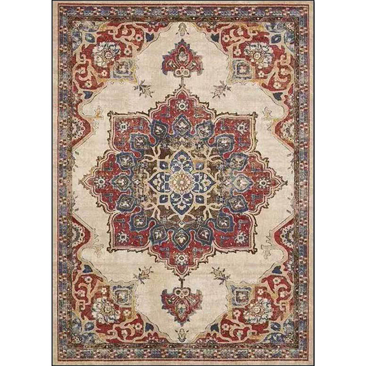 BowLift | Vintage Medallion Pattern Rug Brown Polyester Rug Machine Washable Non-Slip Rug for the Living Room