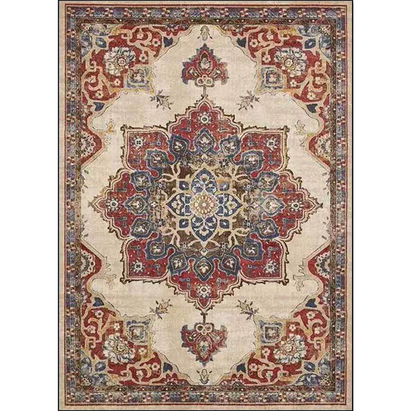 BowLift | Vintage Medallion Pattern Rug Brown Polyester Rug Machine Washable Non-Slip Rug for the Living Room