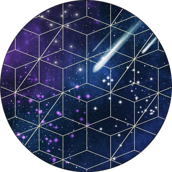 New Arrivals Modern Rug in Blue Outer Space Galaxy Geometric Pattern Rug Polyester Washable Rug for Home Decor | Bowlift