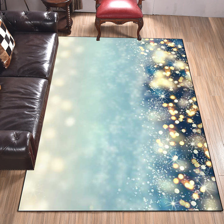 Modern living room rug in blue glitter print rug polyester machine washable pet-friendly rug | Bowlift