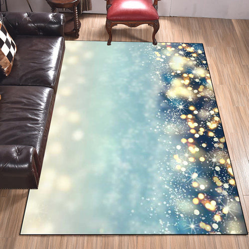 Modern living room rug in blue glitter print rug polyester machine washable pet-friendly rug | Bowlift
