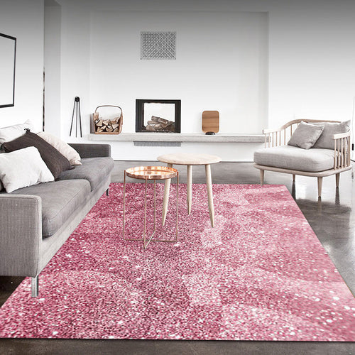 Pink Bedroom Carpet Modern Sparkling Pattern Carpet Polyester Pet-Friendly Stain-Resistant Carpet | Bowlift