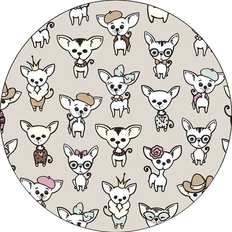 BowLift | Casual Kids Rug in Brown Animal Dog Pattern Rug Polyester Machine Washable Non-Slip Rug for the Children's Room