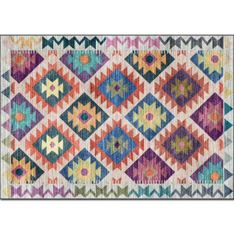 BowLift | Mediterranean certified printed carpet multicolored polyester carpet machine washable non-slip carpet for living room