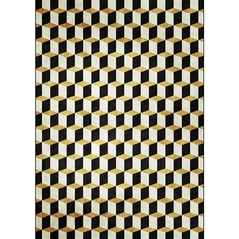 Black and Gold Modern Rug Polyester Geometric Pattern Rug Washable Non-Slip Back Rug for Living Room | Bowlift