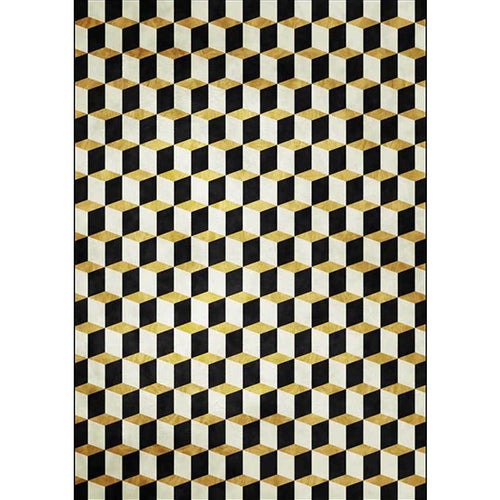 Black and Gold Modern Rug Polyester Geometric Pattern Rug Washable Non-Slip Back Rug for Living Room | Bowlift