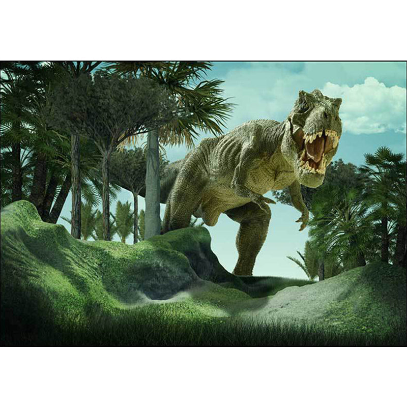 Contemporary dinosaur pattern rug Green polyester rug machine washable non-slip area rug for the bedroom | Bowlift