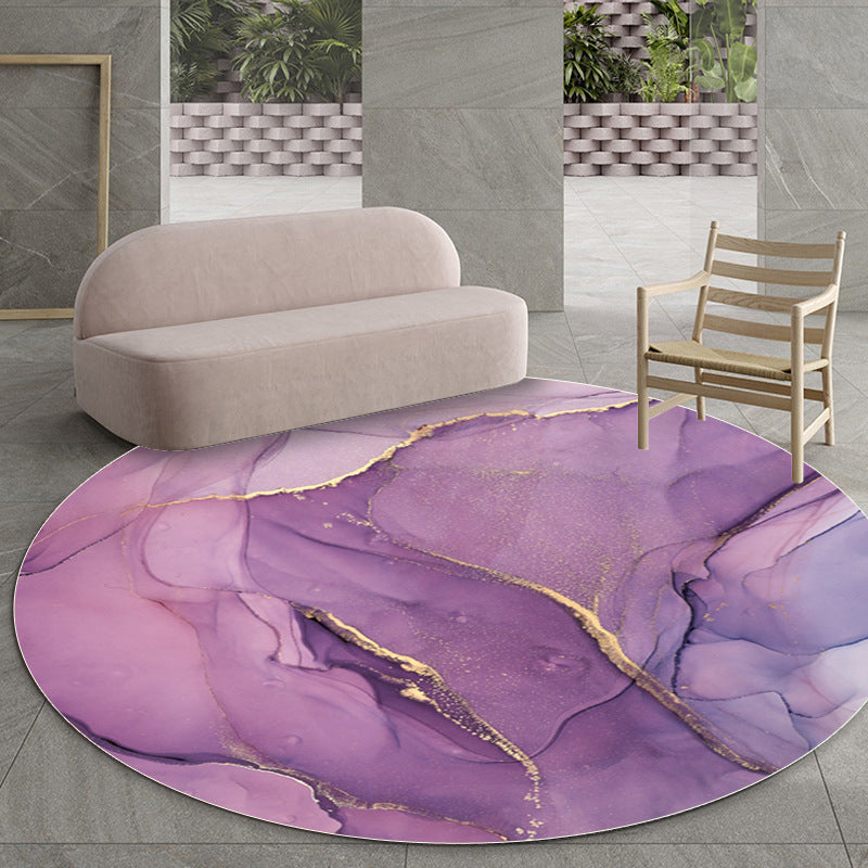 Contemporary watercolor pattern rug Purple Polyester rug Machine washable Non-slip rug for the bedroom | Bowlift