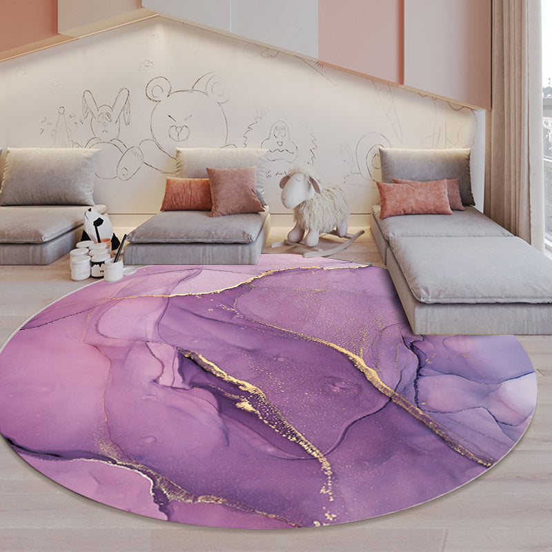 Contemporary watercolor pattern rug Purple Polyester rug Machine washable Non-slip rug for the bedroom | Bowlift