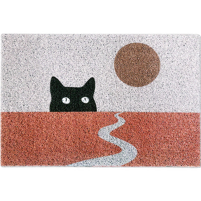 BowLift | Red Children's Carpet Vinyl Cat Print Carpet Washable Non-Slip Back Carpet for the Children's Room