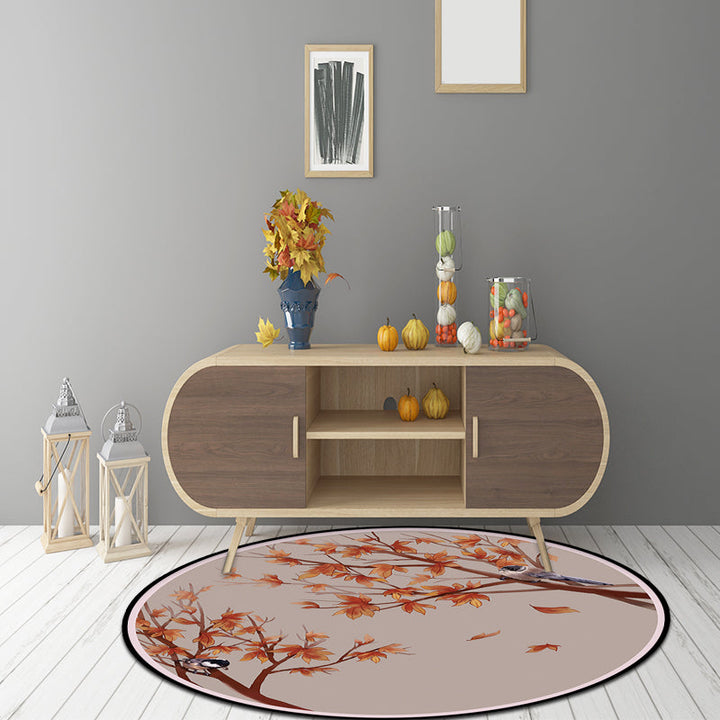 BowLift | Red Oriental Carpet Polyester Leaf and Bird Pattern Carpet Washable Non-Slip Back Carpet for the Living Room