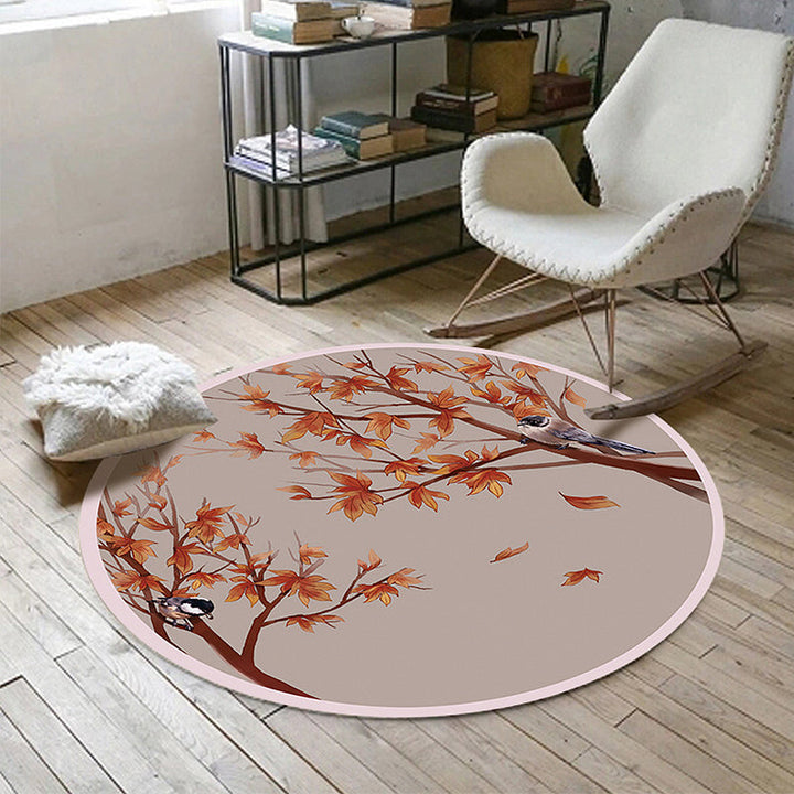 BowLift | Red Oriental Carpet Polyester Leaf and Bird Pattern Carpet Washable Non-Slip Back Carpet for the Living Room