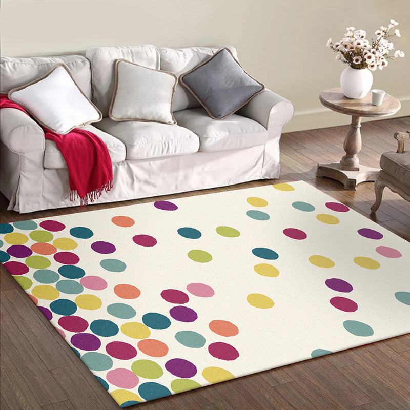Contemporary modern rug with ivory-colored dots Rug polyester  
Non-slip rug for home decor | Bowlift