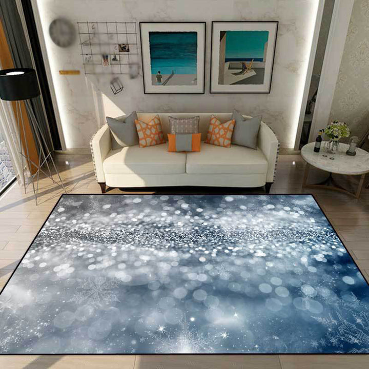Contemporary modern rug in blue shimmer pattern rug polyester washable non-slip rug for home decor | Bowlift