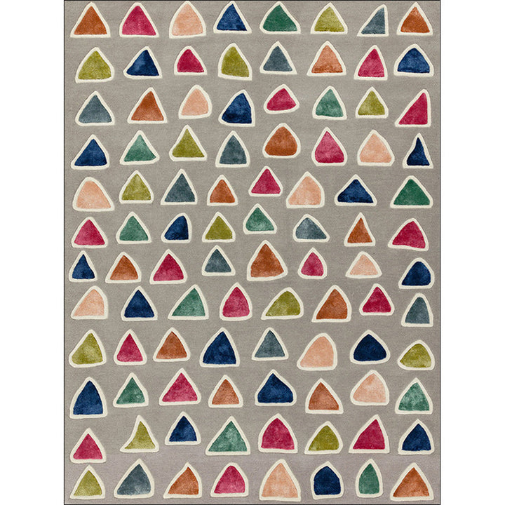 Modern living room carpet in gray Irregular triangle pattern Carpet Polyester Machine washable Non-slip area rug | Bowlift
