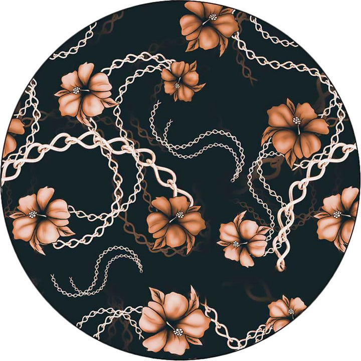 Nordic Modern Rug in black floral chain pattern Rug Polyester stain-resistant washable Rug for home decor | Bowlift