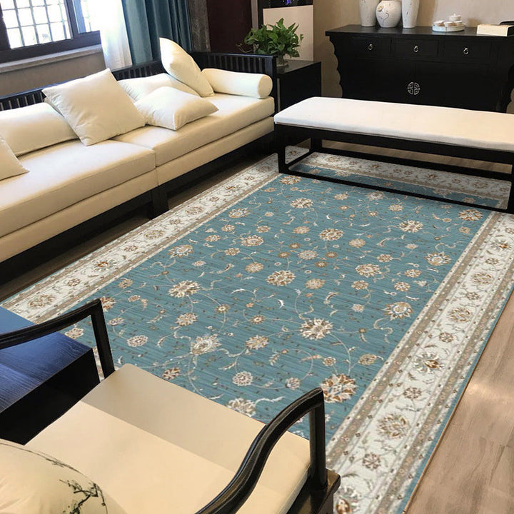 BowLift | Persian geometric print carpet green and beige polyester carpet machine washable non-slip carpet for the living room