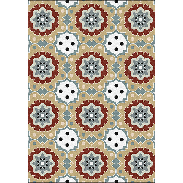 BowLift | Persian plaid rug with floral yellow polyester rug machine washable non-slip rug for the living room
