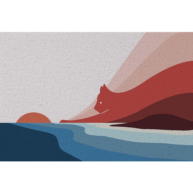 BowLift | Children's Cat Pattern Rug with Sun Multicolored Vinyl Rug Washable Non-Slip Back Area Rug for Home Decor