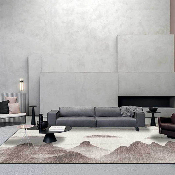 BowLift | Traditional mountain pattern rug brown and gray oriental rug polyester machine washable anti-slip coating rug for the living room
