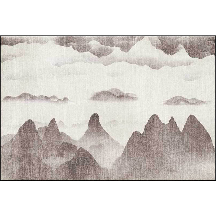 BowLift | Traditional mountain pattern rug brown and gray oriental rug polyester machine washable anti-slip coating rug for the living room