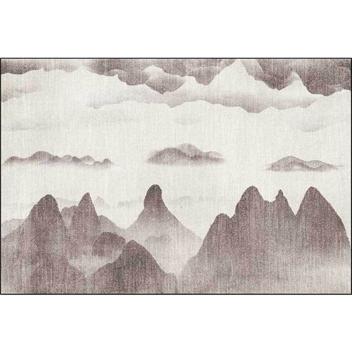 BowLift | Traditional mountain pattern rug brown and gray oriental rug polyester machine washable anti-slip coating rug for the living room