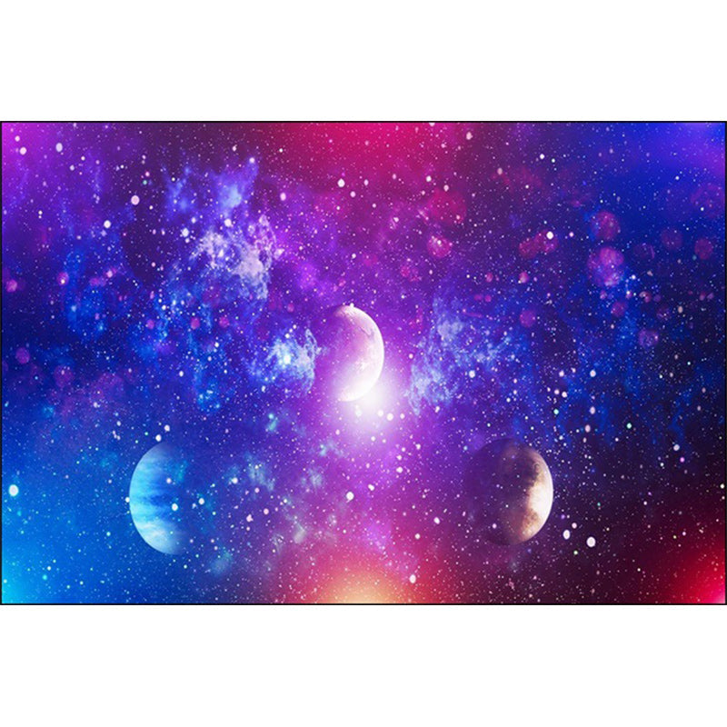 Casual modern rug in blue space galaxy pattern rug polyester washable rug for home decor | Bowlift