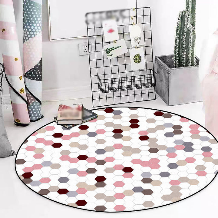 New Modern Rug with White Dots Hexagon Pattern Rug Polyester Washable Rug for Home Decoration | Bowlift