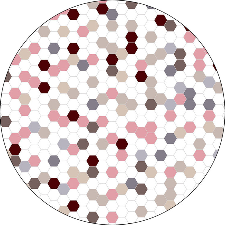 New Modern Rug with White Dots Hexagon Pattern Rug Polyester Washable Rug for Home Decoration | Bowlift