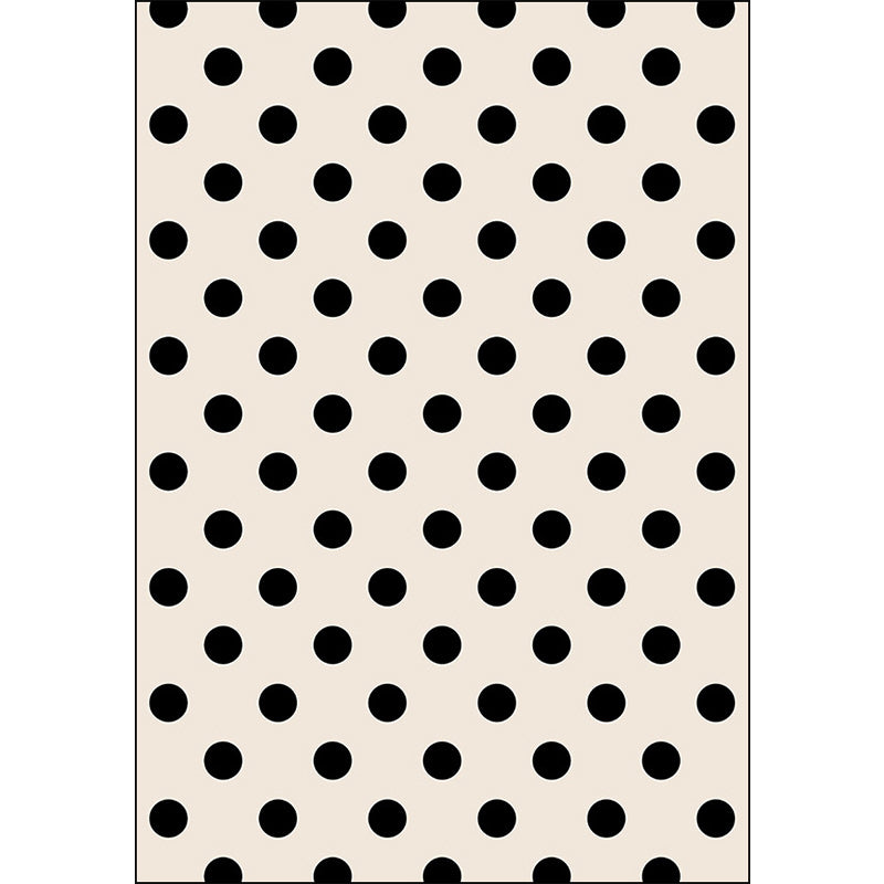 Modern living room rug in ivory polka dot pattern rug polyester machine washable pet-friendly area rug | Bowlift