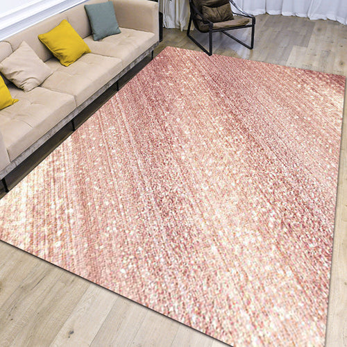 Modern living room rug in pink glamour stripe print rug polyester non-slip machine washable rug | Bowlift