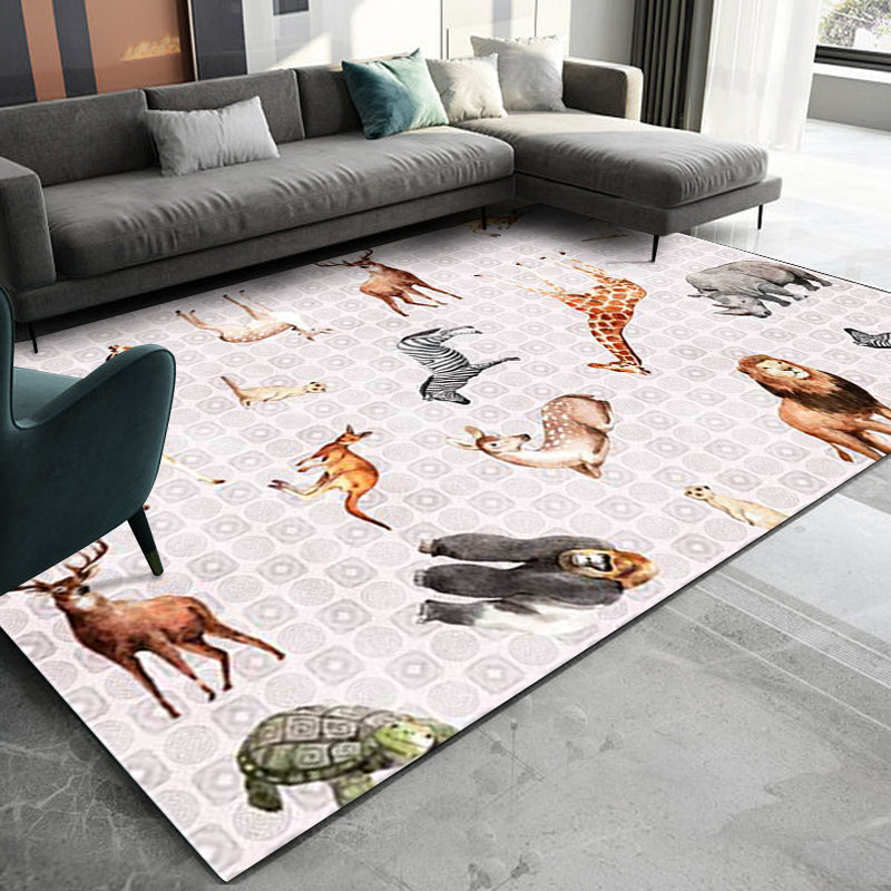 Contemporary animal print rug Black and White Polyester rug Machine washable Non-slip area rug for the bedroom | Bowlift