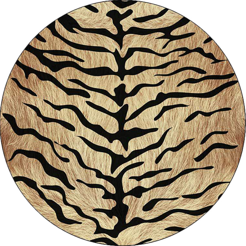 Unique tiger print pattern rug brown simple rug polyester washable non-slip backing rug for the living room | Bowlift
