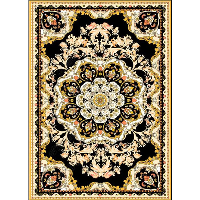 BowLift | Moroccan Medallion Pattern Carpet with Flower Theme Green Polyester Carpet Machine Washable Non-Slip Area Rug for the Living Room