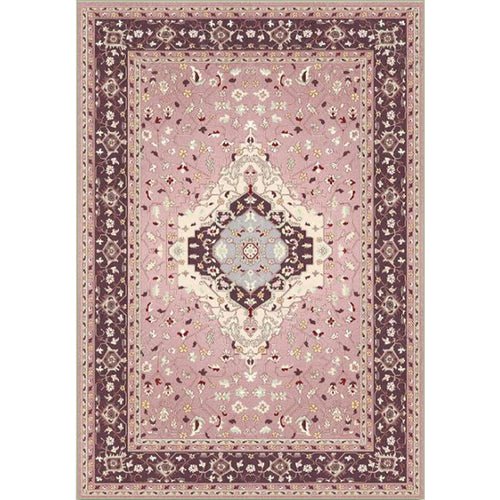 Pink Mediterranean Carpet Polyester Medallion and Floral Print Carpet Washable Non-Slip Back Carpet for Living Room | Bowlift