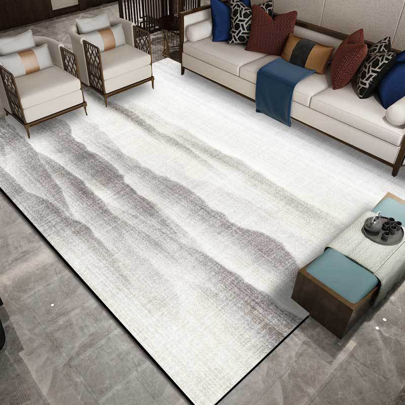 BowLift | Vintage Ink Wash Painting Rug with Mountain Gray Polyester Rug Machine Washable Non-Slip Area Rug for Bedroom