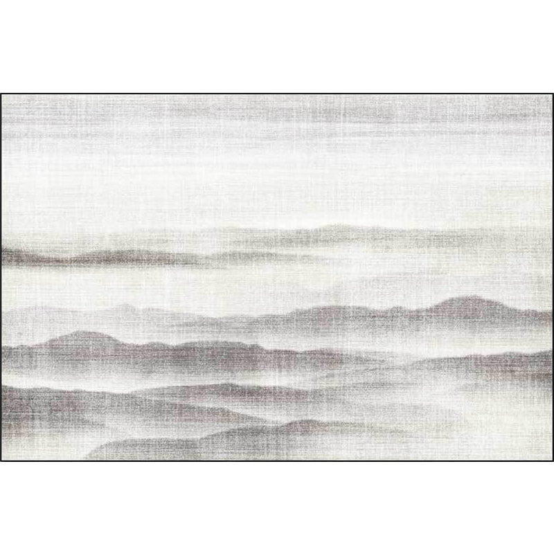 BowLift | Vintage Ink Wash Painting Rug with Mountain Gray Polyester Rug Machine Washable Non-Slip Area Rug for Bedroom