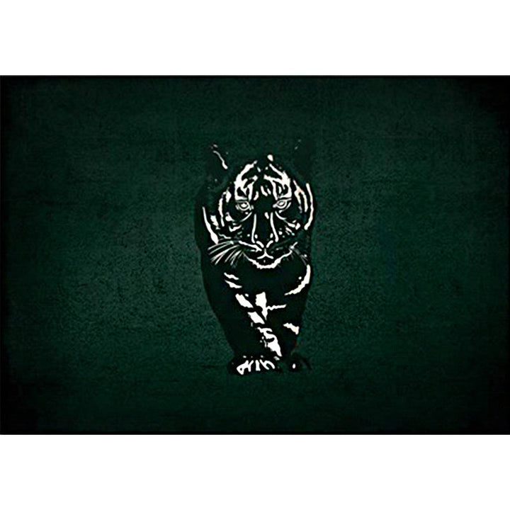 Novelty Tiger Pattern Rug Dark Green Polyester Rug Machine Washable Non-Slip Area Rug for Bedroom | Bowlift