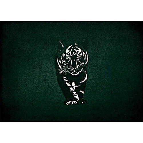 Novelty Tiger Pattern Rug Dark Green Polyester Rug Machine Washable Non-Slip Area Rug for Bedroom | Bowlift