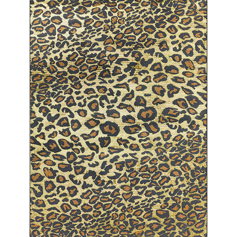 Funky Leopard Pattern Rug Yellow Novelty Rug Polyester Washable Non-Slip Bottom Living Room Rug | Bowlift