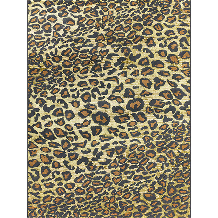Funky Leopard Pattern Rug Yellow Novelty Rug Polyester Washable Non-Slip Bottom Living Room Rug | Bowlift