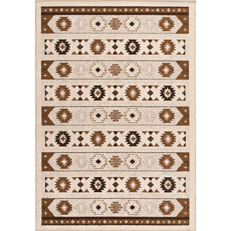BowLift | Blue and brown tribal rug striped polyester and tribal pattern rug washable non-slip backing rug for living room