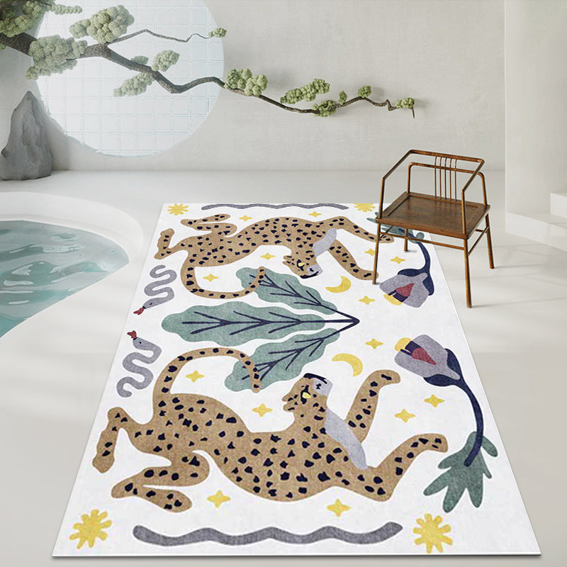 Stylish animal pattern rug gray and blue Nordic rug polyester washable non-slip back rug for the living room | Bowlift