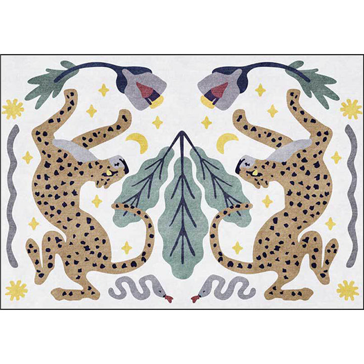 Stylish animal pattern rug gray and blue Nordic rug polyester washable non-slip back rug for the living room | Bowlift